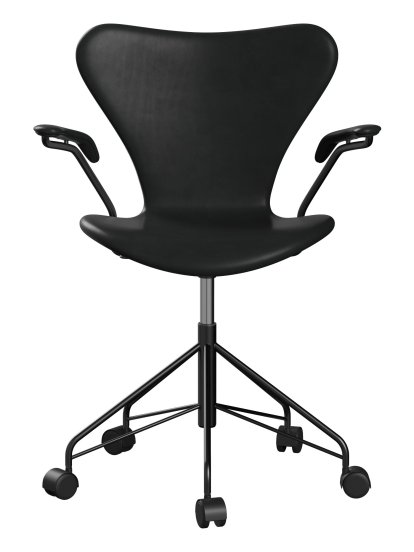 Series 7 Swivel Chair 3117/3217 Full Upholstery, With armrests, Leather Grace black, Black
