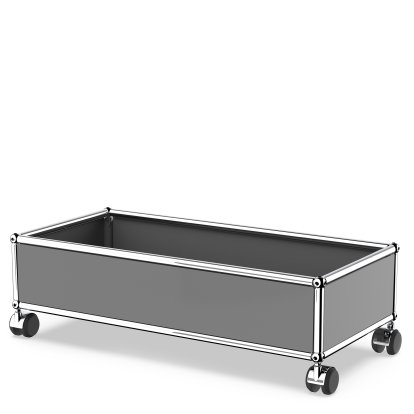 USM Haller Box with Castors, Mid grey RAL 7005, Soft castors for hard floor surfaces