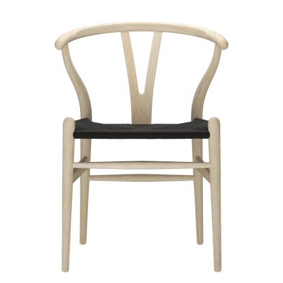 CH24 Wishbone Chair, White oiled ash, Black mesh