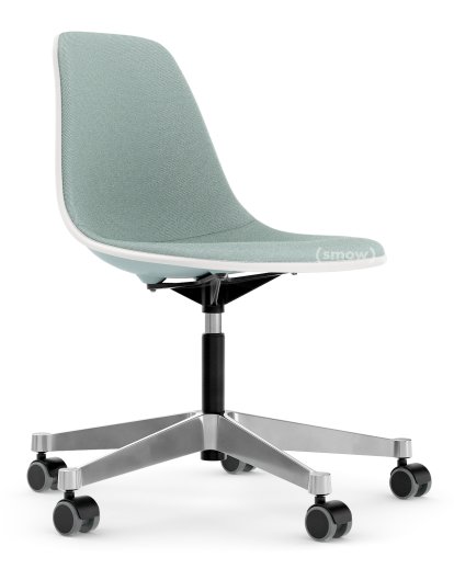 Eames Plastic Side Chair PSCC, Ice grey, With full upholstery, Ice blue / ivory
