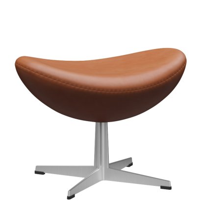 Egg Footstool, Leather Grace, Walnut, Satin polished aluminium