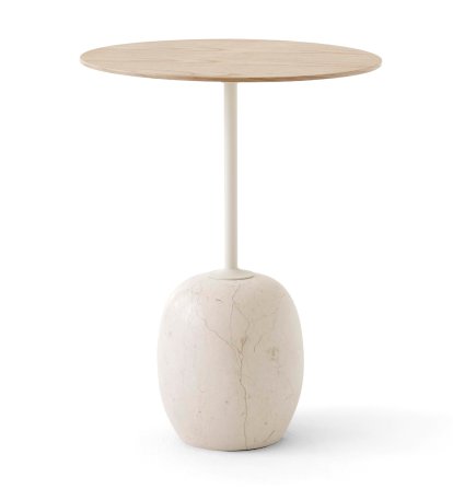 Lato Side Table LN8 / LN9, Round (Ø 40 cm), Oak & Crema Diva marble