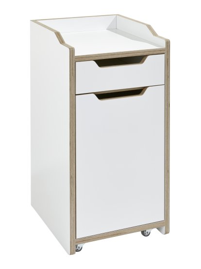 Plane Container , With door, hinge left, Melamine white with birch edge
