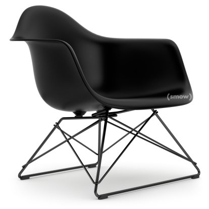 Eames Plastic Armchair LAR, Deep black, Without upholstery, Coated basic dark