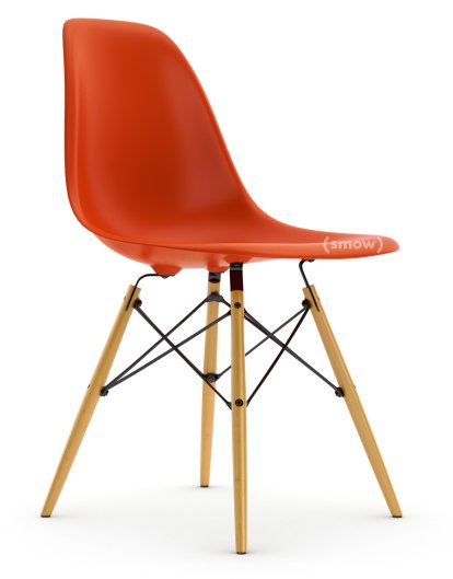 Eames Plastic Side Chair DSW, Red (poppy red), Without upholstery, Without upholstery, Standard version - 43 cm, Yellowish maple