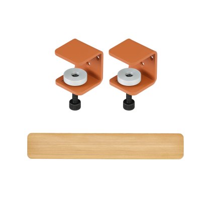 Tiptoe Wall Shelf, Solid Oak, Wall shelf 120 cm, Tangerine red