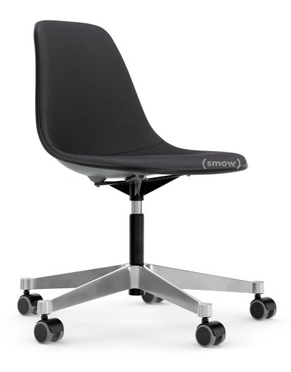 Eames Plastic Side Chair PSCC, Granite grey, With full upholstery, Dark grey