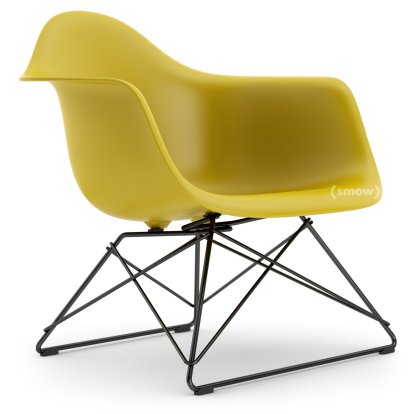 Eames Plastic Armchair LAR, Mustard, Without upholstery, Coated basic dark