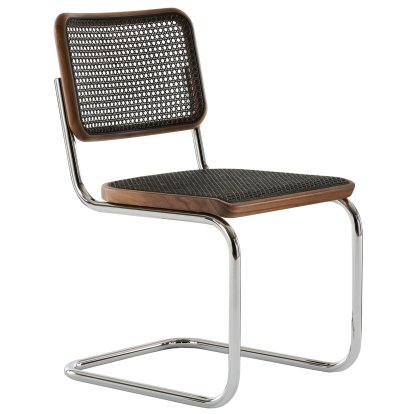 S 32 V Pure Materials Cantilever Chair, Walnut / dark melange, Chrome-plated, No glides