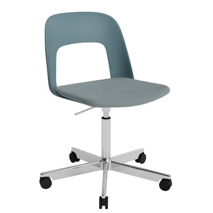 Layout 143 Swivel Chair With Padded Seat, Ocean / Mode 045, Polished aluminium