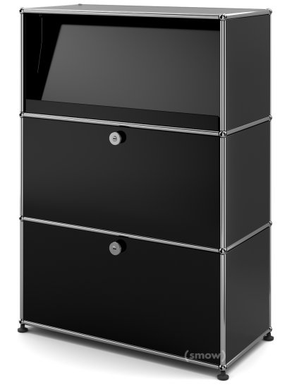 USM Haller Highboard M with Angled Shelf, Graphite black RAL 9011