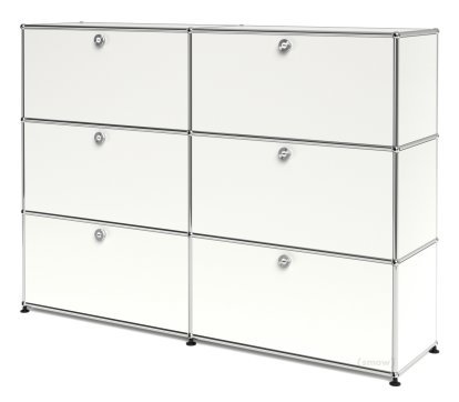 USM Haller Highboard L, Customizable, Pure white RAL 9010, With 2 drop-down doors, With 2 drop-down doors, With 2 drop-down doors