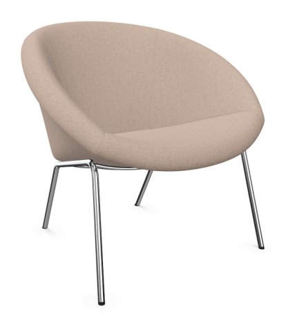 369 Chair, Fabric Gaia champagne, High gloss chrome-plated