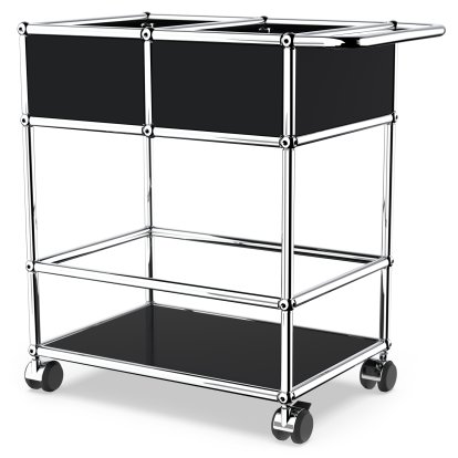 USM Haller Bar Trolley with Divider, Graphite black RAL 9011, Hard castors for carpets