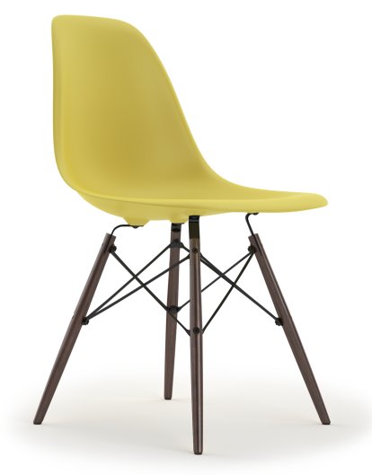 Eames Plastic Side Chair DSW, Citron, Without upholstery, Without upholstery, Standard version - 43 cm, Dark maple
