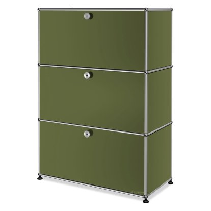 USM Haller Highboard M, Customizable, Olive green RAL 6003, With drop-down door, With drop-down door, With drop-down door