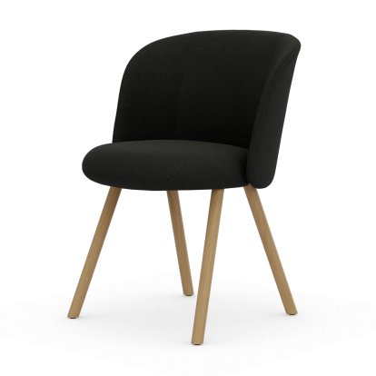 Mikado Side Chair, Four-legged base, 4 legs, natural oak, Dumet, Carbon / Black, Glides for carpets