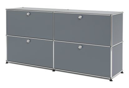 USM Haller Sideboard L, Customizable, Mid grey RAL 7005, With 2 drop-down doors, With 2 drop-down doors