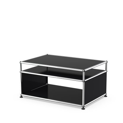 USM Haller Side Table with Extension and Castors, Graphite black RAL 9011, Adjustable feet