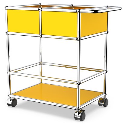 USM Haller Bar Trolley with Divider, Golden yellow RAL 1004, Hard castors for carpets