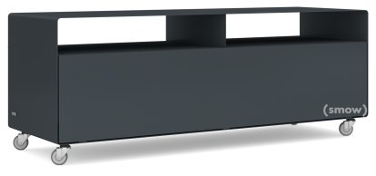 TV Lowboard R 109, Self-coloured, Anthrazite grey (RAL 7016), Industrial castors