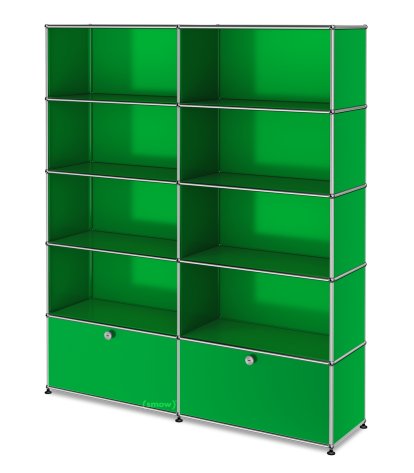 USM Haller Storage Unit L, Customizable, USM green, Open, Open, Open, With 2 extension doors