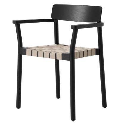 Betty Chair TK9, Black / natural linen, With armrests