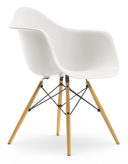 Eames Plastic Armchair DAW, White non-RE, Without upholstery, Without upholstery, Standard version - 43 cm, Ash honey tone