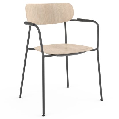 Scope Armchair, Oak white pigmented, clear lacquered, Black