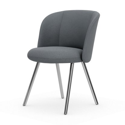 Mikado Side Chair, Four-legged base, 4 legs, Aluminium polished, Plano, Nero / cream white, Felt pads for hard floor surfaces