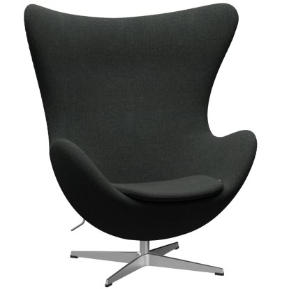 Egg Chair, Re-wool, 198 - Black/natural, Satin polished aluminium, Without footstool