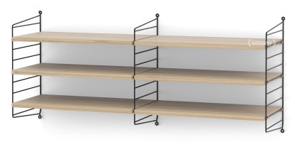String System Shelf M, 30 cm, Black, Oak veneer