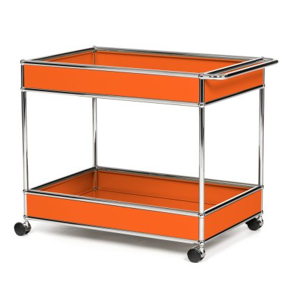 USM Haller Bar Trolley Type II with panelling, Pure orange RAL 2004, Hard castors for carpets
