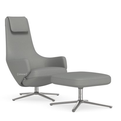 Repos, Chair Repos & Ottoman, Fabric Dumet pebble melange, 40 cm, Polished