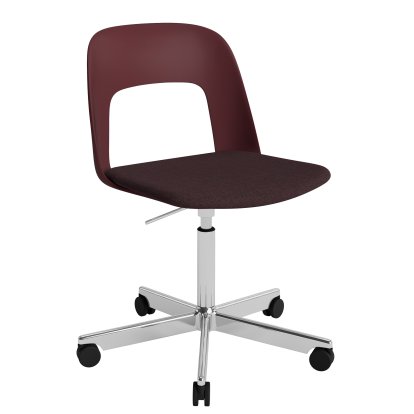 Layout 143 Swivel Chair With Padded Seat, Bordeaux / Remix 373, Polished aluminium