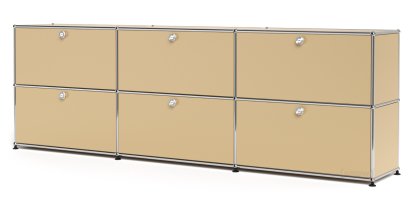 USM Haller Sideboard XL, Customizable, USM beige, With 3 drop-down doors, With 3 drop-down doors