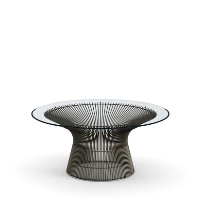 Platner Coffee Table, Small (diameter 91,5 cm), Bronze, metallic, Clear glass