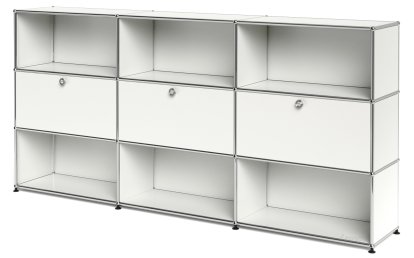 USM Haller Highboard XL, Customizable, Pure white RAL 9010, Open, With 3 drop-down doors, Open