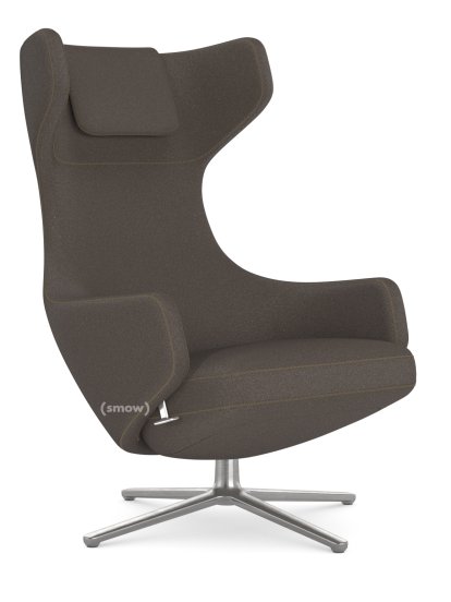 Grand Repos Lounge Chair, Chair Grand Repos, Fabric Cosy 2 Nutmeg, 45 cm, Polished