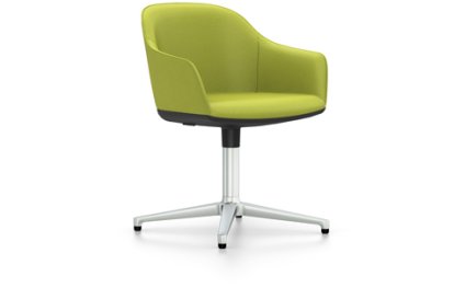 Softshell Armchair with Four Star Base, Aluminium polished, Plano, Avocado, Felt pads for hard floor surfaces