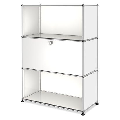 USM Haller Highboard M, Customizable, Pure white RAL 9010, Open, With drop-down door, Open