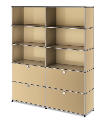 USM Haller Storage Unit L, Customizable, USM beige, Open, Open, With 2 drop-down doors, With 2 extension doors