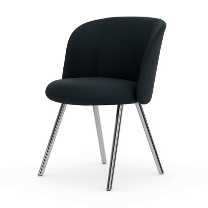 Mikado Side Chair, Four-legged base, 4 legs, Aluminium polished, Plano, Petrol / nero, Glides for carpets