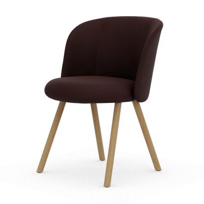 Mikado Side Chair, Four-legged base, 4 legs, natural oak, Plano, Dark red / nero, Felt pads for hard floor surfaces