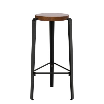 Lou Bar Stool, 76 cm, Tinted oak, Graphite black