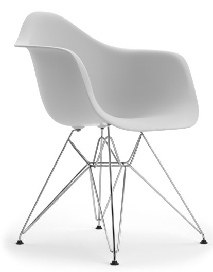 Eames Plastic Armchair DAR, Cotton white, Without upholstery, Without upholstery, Standard version - 43 cm, Chrome-plated