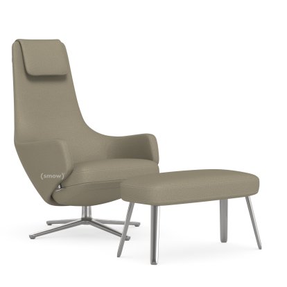 Repos, Chair Repos & Panchina, Fabric Dumet beige melange, 45 cm, Polished