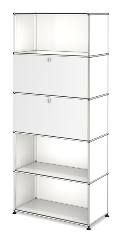 USM Haller Storage Unit M, Customizable, Pure white RAL 9010, With drop-down door, With drop-down door, Open, Open