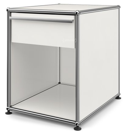 USM Haller Bedside Table with Drawer, Pure white RAL 9010, Large (H 54 x W 42,5 x D 53 cm)