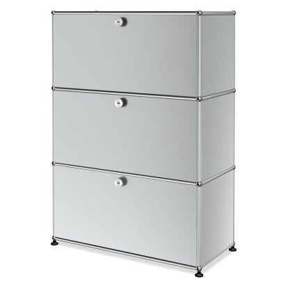 USM Haller Highboard M, Customizable, USM matte silver, With drop-down door, With drop-down door, With drop-down door